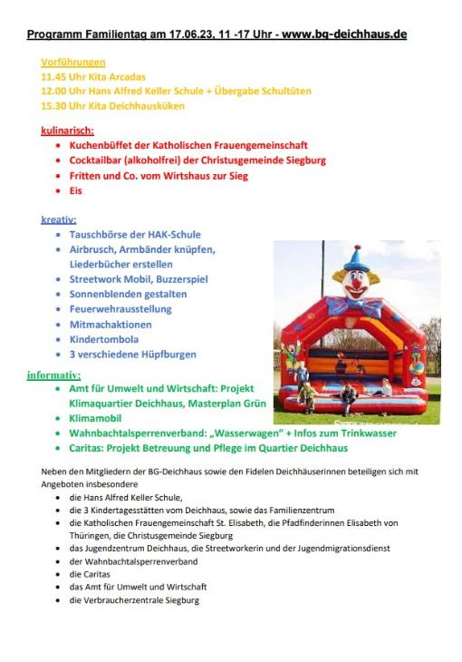 Programm Familientag am 17.06.23